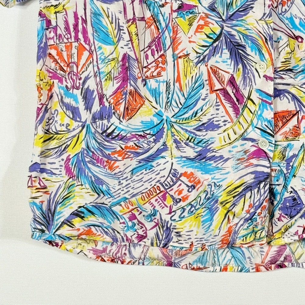 Vintage Esprit Women Small Shirt Tropical Euro Beach Resort Sailboat Multicolor - Picture 3 of 9